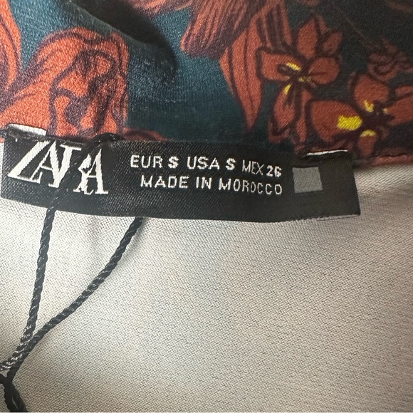 ZARA Women’s Floral Pullover Button Up Long Sleeve Bodycon Dress or Top Sz Small - Picture 4 of 10